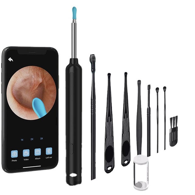 1080p WiFi App Control Otoscope Baby-Safe Earpick Camera Earwax Removal Visible Ear Cleaner Smart IP67 Waterproof 360 30fps