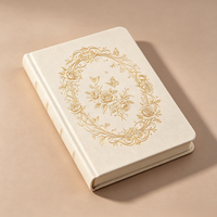 Carnet de notes personnalisé en lin beige, couverture rigide, grille à points, estampage à chaud en or, rose, journal, cadeau