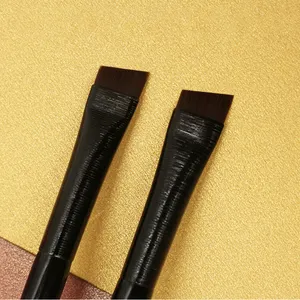 Профессиональная ультратонкая черная тонкая деревянная ручка с угловой плоской головкой, одинарная подводка для глаз, для бровей, долговечная, веганская Кисть для макияжа