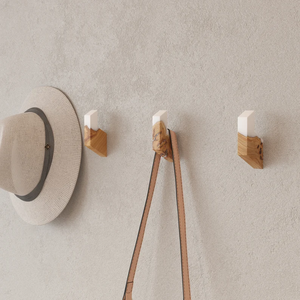 Appendiabiti da Parete <span class=keywords><strong>in</strong></span> Legno d'Ulivo e <span class=keywords><strong>Resina</strong></span> con Gancio per Asciugamani e Cappelli, Organizzatore Ecologico Moderno per Cucina e Bagno - Product Image 3