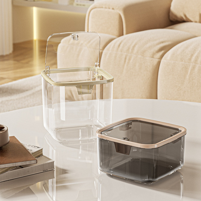 Transparent Light Luxury Cream-Style Desktop Storage Box High-End Aesthetically Pleasing Pop-Top Lid Household Fashionable Box