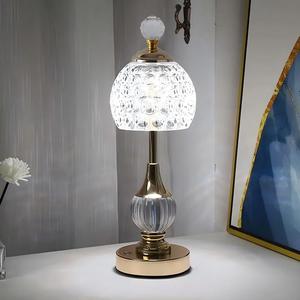 Lámpara de Mesa Moderna de Cristal con Pantalla de Cúpula, Luz LED E27 Blanca Cálida para Dormitorio, Iluminación Decorativa - Product Image 1