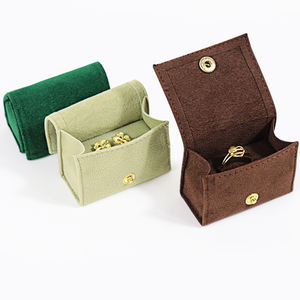 Custom Logo <b>Small</b> Travel Jewelry <b>Storage</b> <b>Box</b> for Women Velvet Snap Button Closure Jewelry Organizer EleQueen EQ533 - Product Image 2