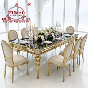 Precio de fábrica, decoración de palíndromo, mesas de boda de acero inoxidable, mesa superior de cristal Rectangular moderna - Product Image 2
