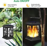 OVO-049 Solar-Flammenlaterne in Bernsteinfarbe, 2 Modi, Flacker- und Dauerlicht, IP65 Wasserdicht, mit oder ohne Stange für Garten- und Terrassendekoration