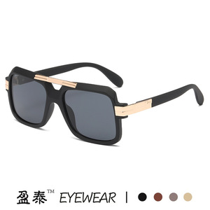Lunettes de soleil carrées Yingtai, monture en plastique noir et métal, UV400, lunettes de soleil pour hommes - Product Image 5