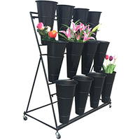 Support de présentation floral, étagère pour seau à fleurs, étagère de fleuriste, présentoir à fleurs mobile, rayonnage pour fleuriste de détail