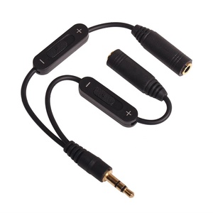 3.5mm 1 erkek 2 kadın Steeo Aux ses Y dağıtıcı adaptör kablosu dönüştürücü kablosu <span class=keywords><strong>PC</strong></span> MP3 Laptop için ses kontrolü ile kulaklık - Product Image 6