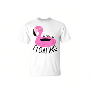T-shirt I'd Rather Be Floating Flamingo, vêtements d'été pour la piscine et la plage - Product Image 2