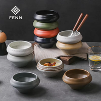 Bol à pâtes rétro en grès peint à la main FENN, bol à matcha japonais en céramique personnalisé, ensemble de bols coniques pour soupe, salade de fruits et desserts