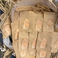 Sac cadeau en coton personnalisé en gros pour le Ramadan, avec cordon de serrage, design estampé à chaud sur le thème islamique pour les faveurs de l'Aïd