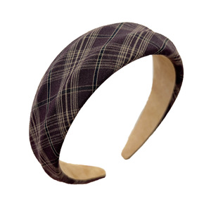 Série Plaid Vintage Fait main en tissu à bord large concave-convexe, Bandeau et Pince à <span class=keywords><strong>cheveux</strong></span>, Cadeau <span class=keywords><strong>pour</strong></span> femme, Polyvalent, avec rembourrage en éponge <span class=keywords><strong>pour</strong></span> volume au sommet de la tête - Product Image 5