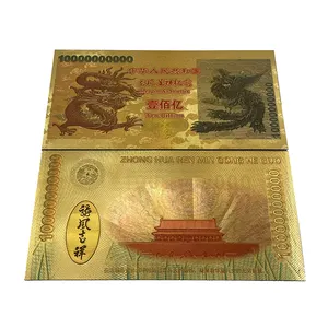 Moneda de estilo chino coleccionables 10 mil millones de billetes de dragón de lámina de oro de 24K