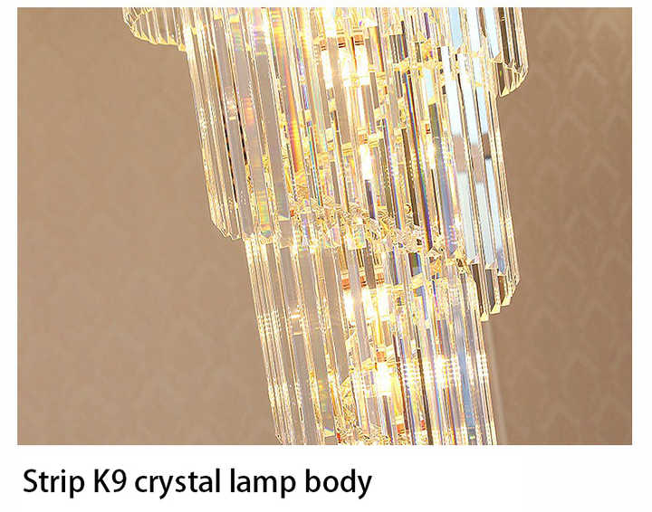 Custom Staircase K9 Golden Clear Lamp Decorative Villa Hanging Modern High Ceiling Luxury Crystal Chandeliers Pendant Lights