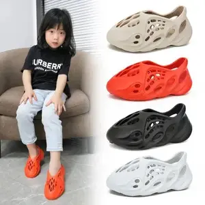 Boys Girls Fashion Beach Foam Runner Summer Beach Sandals Toddler Kids Slip-On Foam Runner Breathable Shoes Hole Sandals