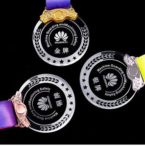 Medaglie in Cristallo Personalizzate Economiche Rotonde per Competizioni Targa Sportiva Personalizzata con Nastro Lucidato Inciso <span class=keywords><strong>ADEL</strong></span> - Product Image 2