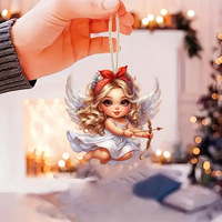 Ange Lot de 12 pendentifs en bois avec image ailée de charme pendentif suspendu de vacances de fée céleste pour vaisselle de fête et décorations