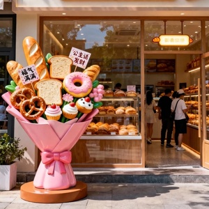 Escultura de Fibra de Vidrio Personalizada para Panadería, Adorno de Ramo de Pan, Estatuas de Resina de Tamaño Real para Exteriores - Product Image 2