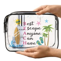 Sac de rangement de voyage en PVC recyclé avec fermeture éclair, haute transparence, estampage à chaud, pour articles de toilette, personnalisé pour jeune fille
