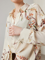 Chemisier de luxe 100 % soie de mûrier pour femme, élégant, imprimé floral, coupe oversize, décontracté, à manches longues, pour le bureau, collection 2026