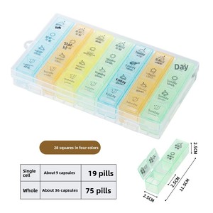 Pastillero Premium, <span class=keywords><strong>Organizador</strong></span> <span class=keywords><strong>de</strong></span> Medicamentos Portátil, Dispensador <span class=keywords><strong>de</strong></span> Medicamentos con 21 Compartimentos, 28 Compartimentos, <span class=keywords><strong>Semanal</strong></span>, Siete Días - Product Image 6