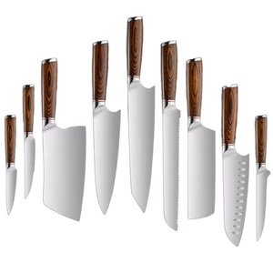 High Quality 9 Pieces Stainless Steel Wooden Handle Japanese <b>Knife</b> Butcher <b>Knife</b> Kitchen <b>Knives</b> Set - Product Image 1