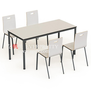 Muebles de comedor al aire libre Mesa de comedor moderna y silla Juego de Banco de mesa de 4 asientos Mesas de fibra de vidrio para restaurante Sillas a la venta - Product Image 6