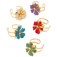 Nouvel accessoire de mode de style européen avec des fleurs en émail perlé, bracelet ouvert pour femmes