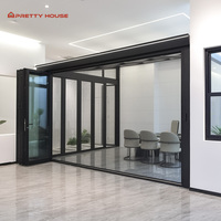Puerta Plegable de Aluminio con Rotura de Puente Térmico de Alta Calidad, Puerta Doble de Vidrio Templado con Aislamiento Acústico para Apartamento u Hotel