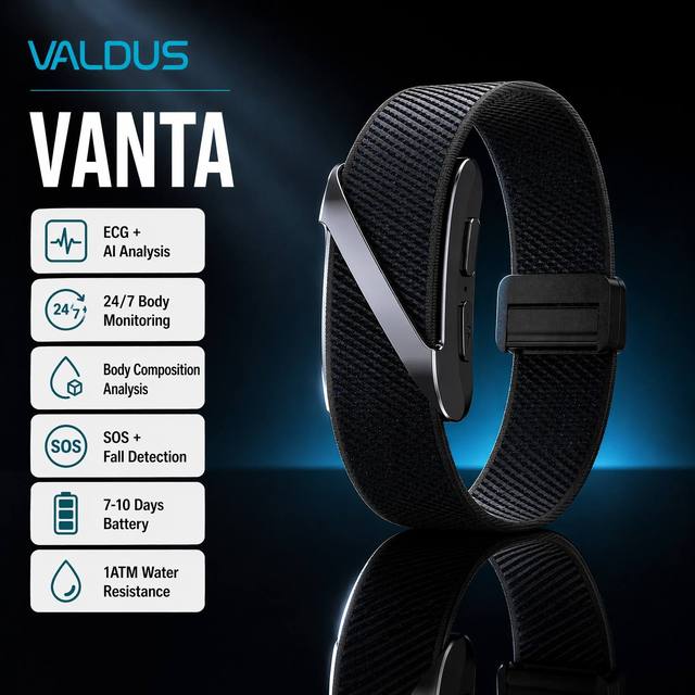 VALDUS Smart ECG Health 1Atm Waterproof VANTA Non-Screen Fitness Tracker Screenless Heart Rate Men Smart Band Watch Bracelet
