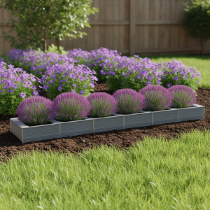 Bac à légumes surélevé en acier galvanisé 236,2x31,5x17,7 pouces gris pour la culture des légumes, style moderne - Product Image 2