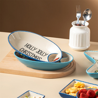 Nouvel Arrivage – Vaisselle en Porcelaine Personnalisable avec LOGO – Plat de Service Ovale Profond en Céramique pour Chips et Dip – Assiette à Snacks Compartimentée