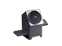 Station de charge sans fil Cube 3-en-1 15W pour iPhone 16e Support rotatif pliable avec accessoire pour écouteurs