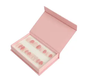 Boîte d'emballage vide en papier de luxe pour bouteille de soin des ongles Ensemble rose Boîte d'emballage d'huile de vernis à ongles Boîte cadeau magnétique personnalisée