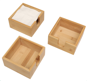 Precio de fábrica, servilletero personalizado de madera de bambú, dispensador de forma cuadrada, soporte decorativo para pañuelos - Product Image 2