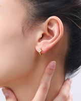 Ensemble de boucles d'oreilles Huggies empilables en argent 925 plaqué or 18 carats Silver City, étanches, anti-ternissement, avec zircon en forme de fleur, bijoux tendance pour les fêtes