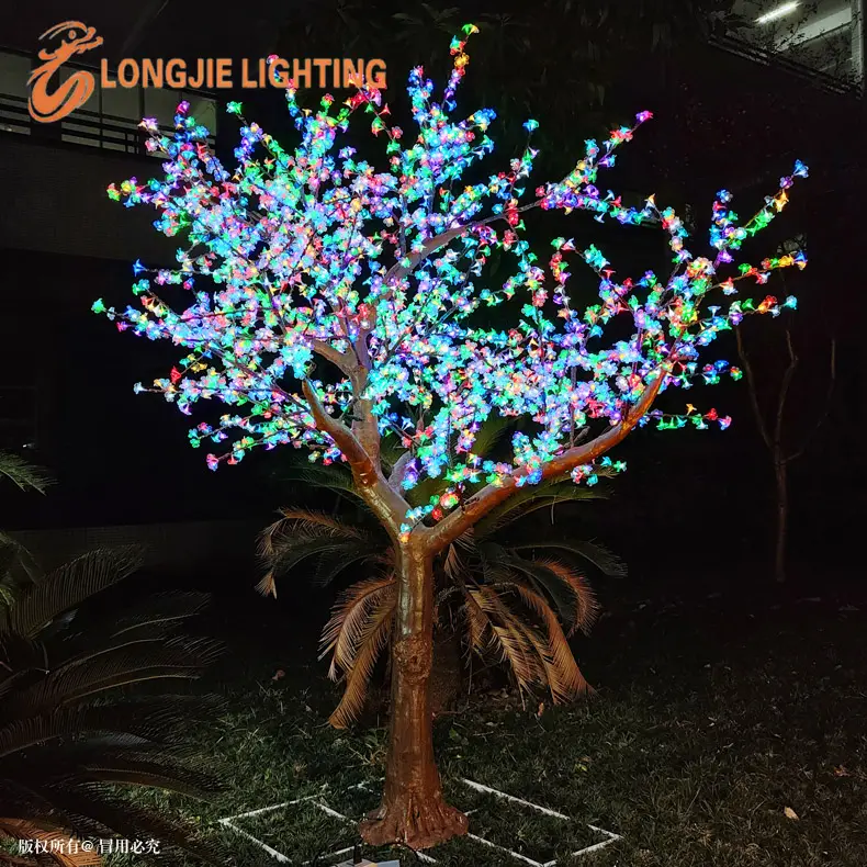 H:3M Holiday garden decor outdoor indoor RGB light up led cherry blossom tree lights