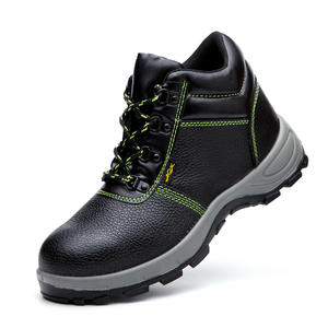נעלי בטיחות לגברים עם מגן פלדה נגד דקירות ומכות, עמידות לשמן, חומצה ואלקליות, עמידות בפני שחיקה, נגד החלקה, גפה מעור בקר, צבע שחור - Product Image 1