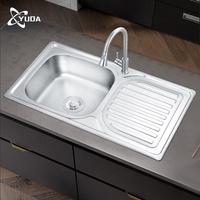 YUDA nouveau Design meilleure vente évier de cuisine à cuvette unique Type moderne 304 évier de cuisine en acier inoxydable avec plateau