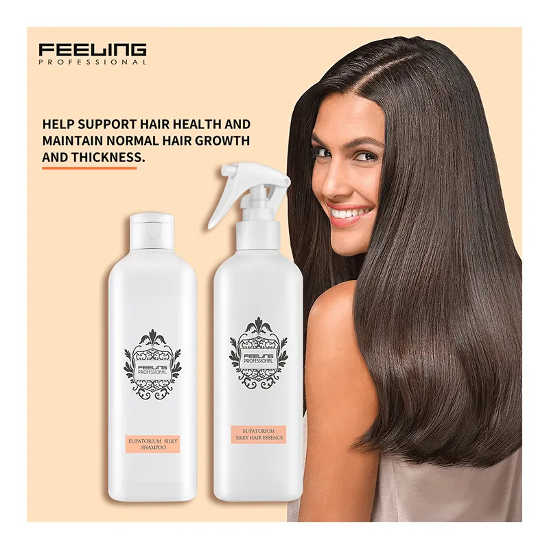 Feeling Pro-Hair Intensivo Damage Eupatorium Silky Shampoo 300ml + Deixar em Condicionador 300ml Proteína de Queratina Reparação Profunda