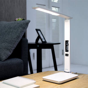 10W LED <span class=keywords><strong>Lampe</strong></span> de bureau contemporaine Touch Control Flexo <span class=keywords><strong>Lampe</strong></span> de table 5 niveaux de luminosité Type-C E26 AC Affichage LCD en plastique Écologique - Product Image 1