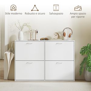 SENYU Meuble à chaussures autoportant moderne avec 4 tiroirs, rangement gain de place pour entrée, mobilier de maison, design minimaliste, blanc - Product Image 2
