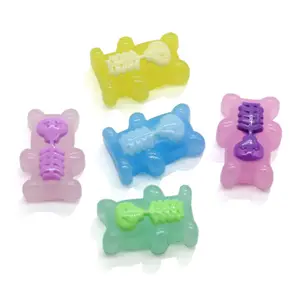 100Pcs/Lot Pastel Gummy Bears Resin Flatback Cabochons Kawaii Skull Gummy Bear Craft For Nail Art Supplies