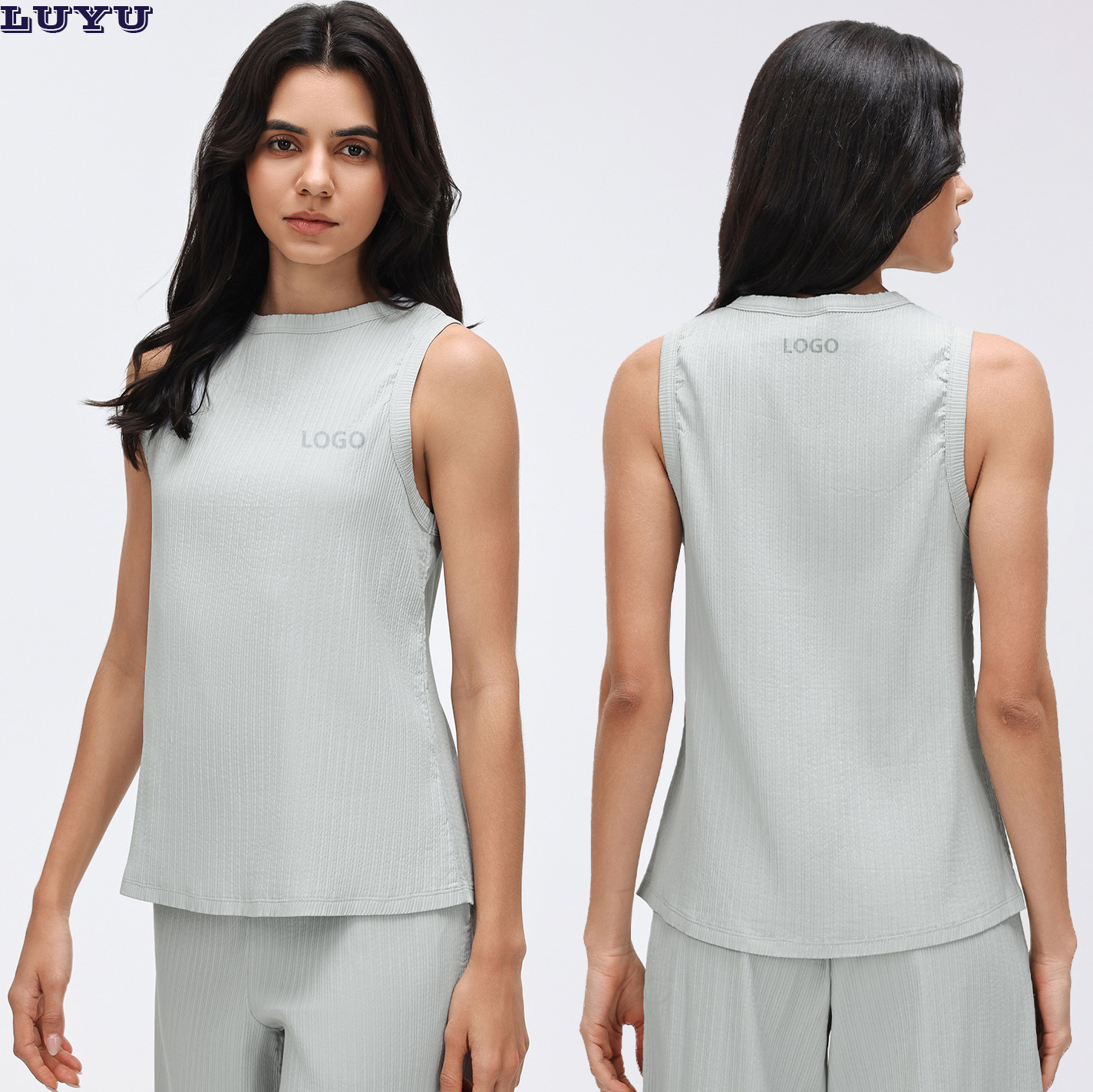 Custom Breathable Lightweight Women's Loose Fit Sleeveless Tank Top Crew Neck Yoga Sports Vest for Workout Gym
