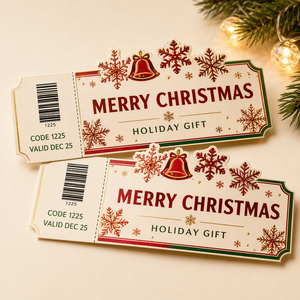 Cartes-cadeaux de Noël classiques avec logo personnalisé pour les promotions de la saison des fêtes, approvisionnement en gros pour les lieux et les magasins - Product Image 1