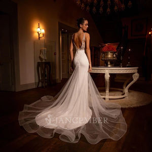 Jancember TK93-<span class=keywords><strong>46</strong></span> sexy col en v dentelle appliquée 2025 robes de mariée sur mesure - Product Image 4