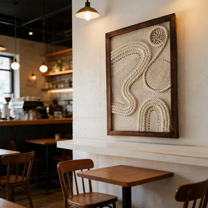 Arte Mural Texturizado con Cuerda de Estilo Wabi-Sabi para Interiores de Cafeterías - Product Image 5