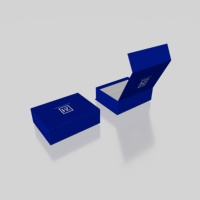 Boîte cadeau magnétique en carton rigide écologique de luxe avec logo personnalisé, boîte à rabat magnétique bleu mat de haute qualité