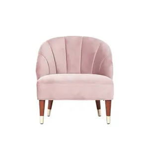 नई डिजाइन सुंदर आरामदायक कमरे में रहने वाले डाइनिंग सेट गुलाबी कपड़े सिंगल सोफा कुर्सी बेडरूम मखमल कुर्सी