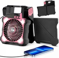 Lanterne solaire de camping 22000mAh avec ventilateur, double panneau, lumière LED rechargeable, 5 vitesses, USB-C, portable, accessoire de voyage, maison, extérieur